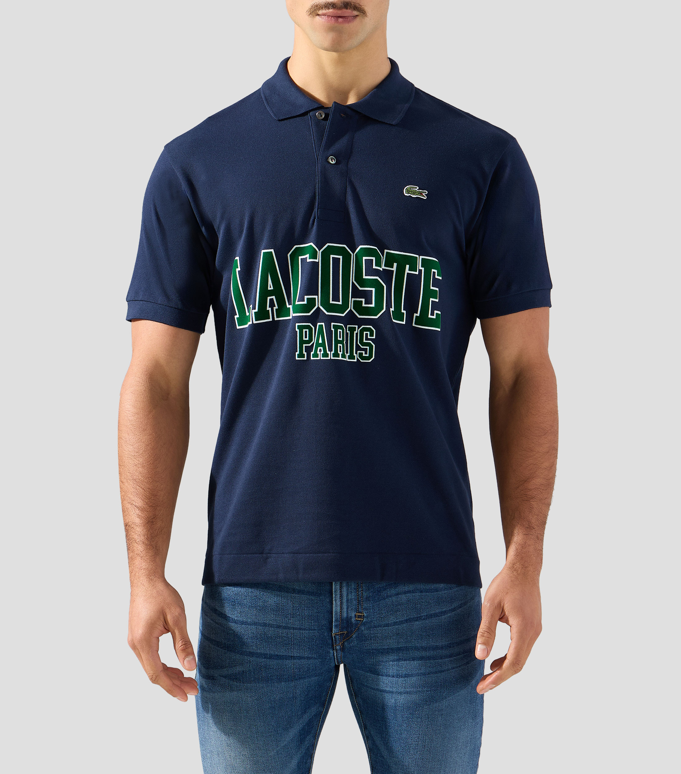 Playera tipo polo manga corta con estampado Hombre